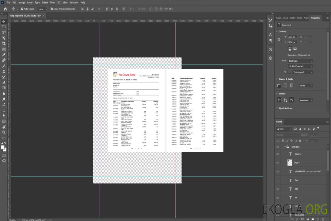 Modèle Word et PDF de relevé bancaire Albanie ProCreditBank, 3 pages template Modèle Word et PDF de relevé bancaire Albanie ProCreditBank, 3 pages template